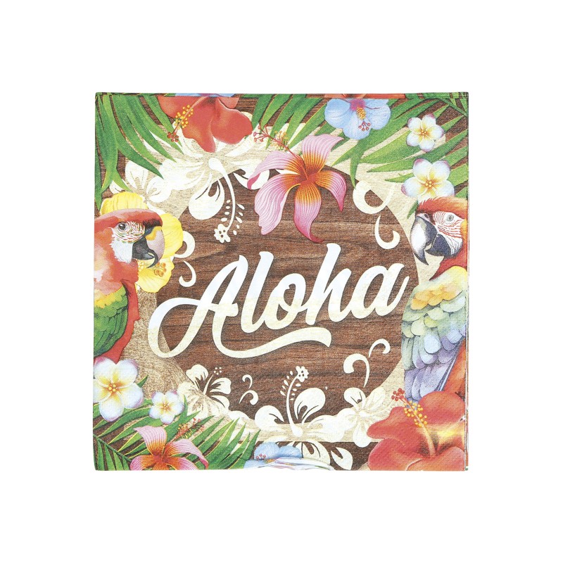 20 Serviettes Aloha HawaÃ¯ 16 x 16 cm