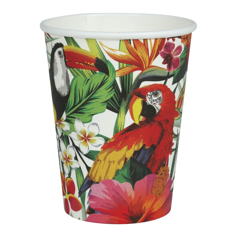 6 Gobelets oiseaux tropicaux 240 ml