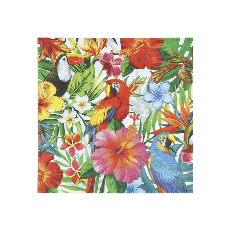 20 Serviettes oiseaux tropicaux 33 cm