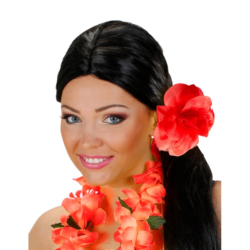 Fleur rouge avec élastique pour cheveux