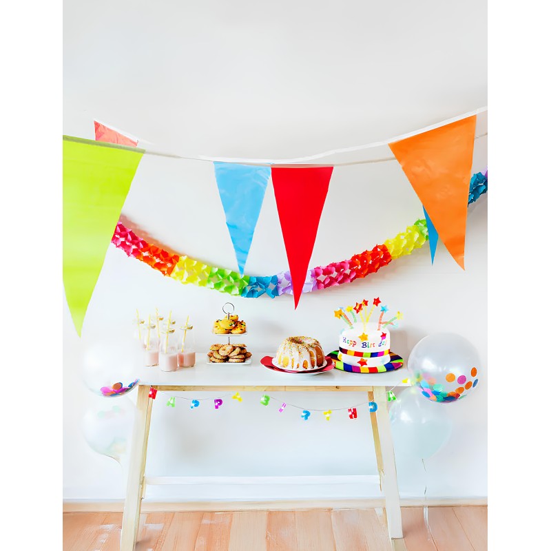 Guirlande à fanions multicolores en plastique 10 m