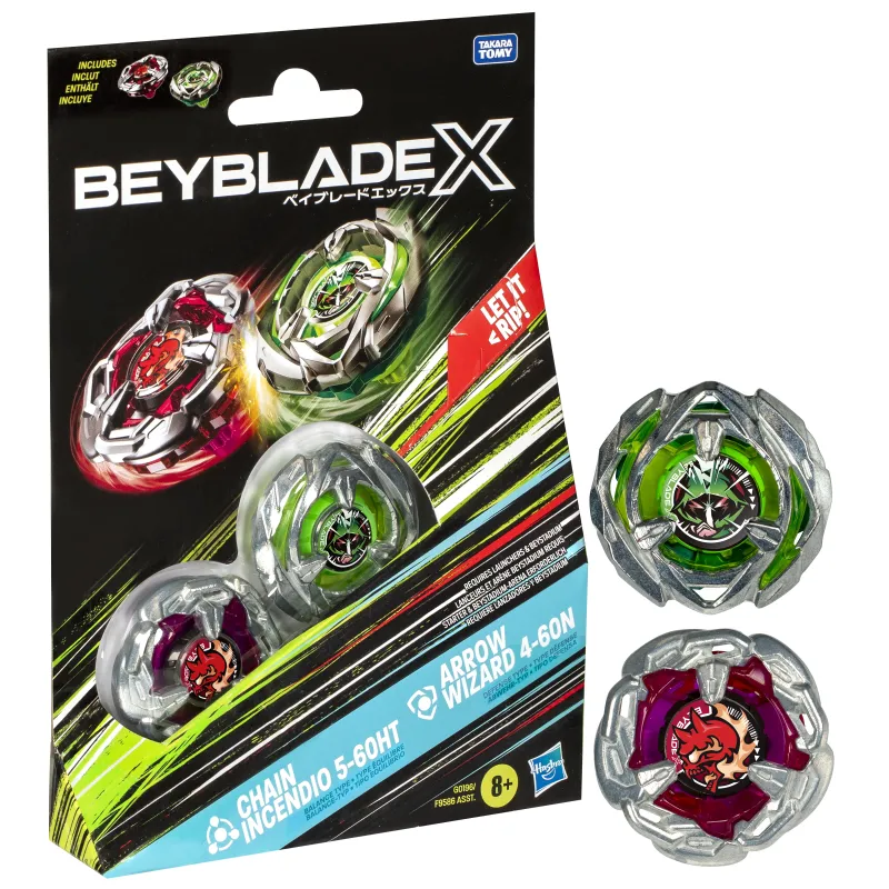 BEYBLADE X - Chain Incendio 5-60HT & Arrow Wizard 4-60N Dual Pack