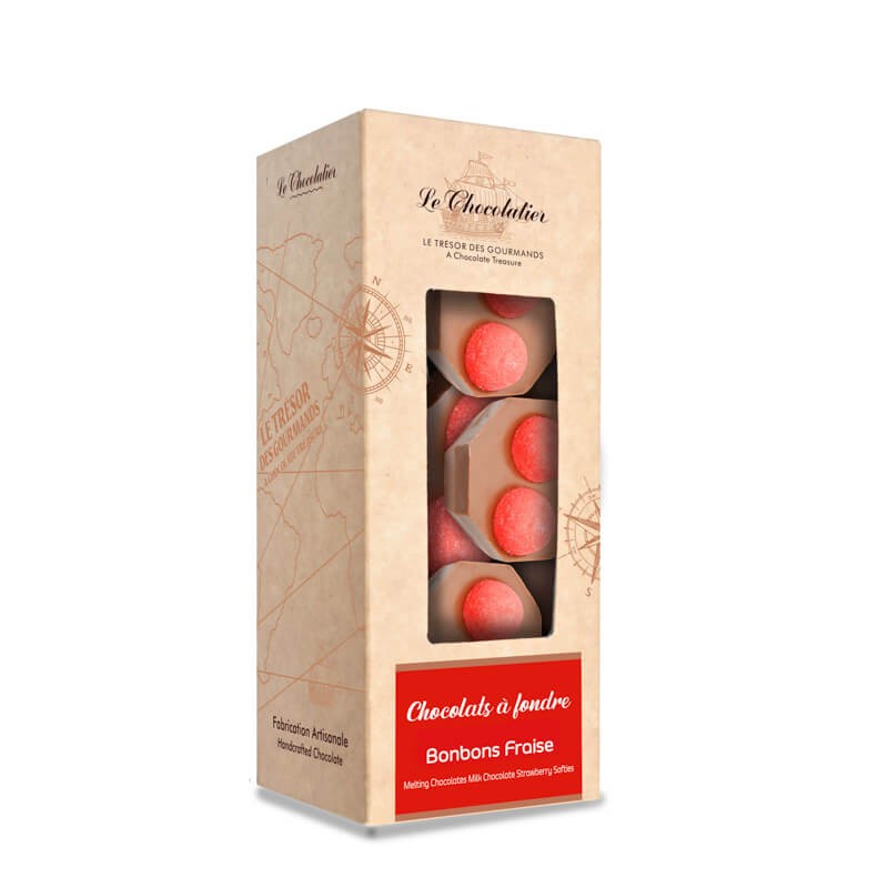 Chocolats à Fondre Lait Bonbons Fraise 210G