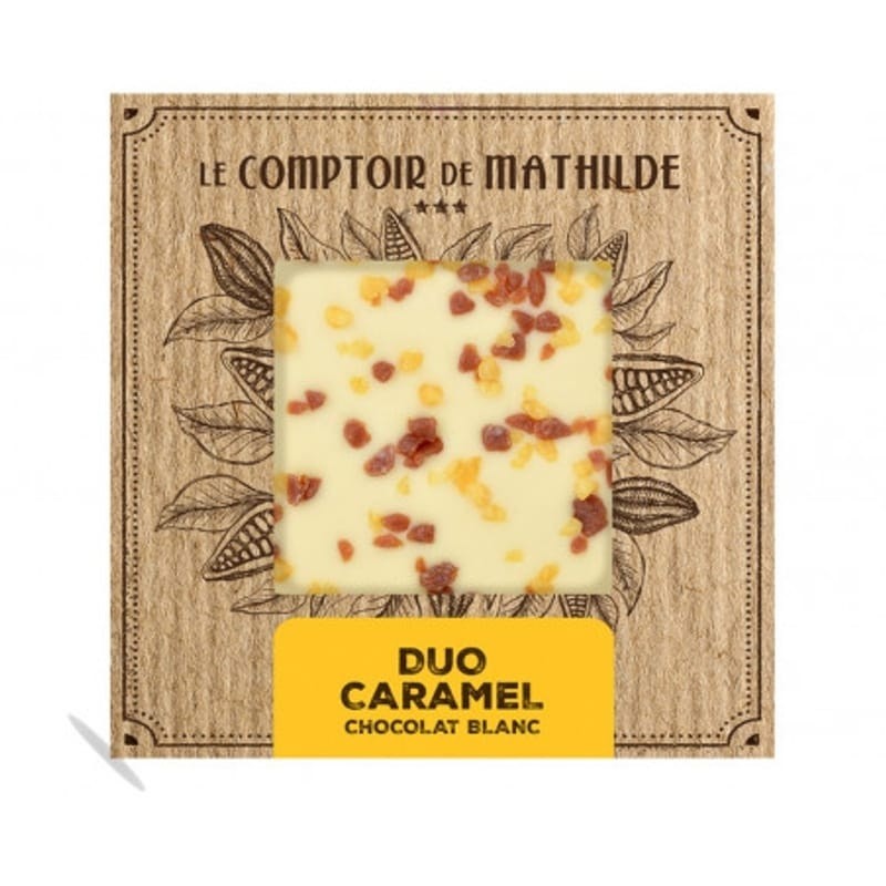 Tablette Chocolat Blanc Duo Caramel 80G
