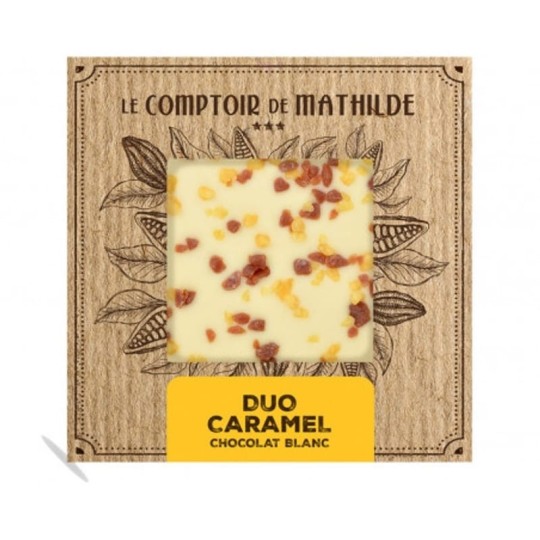 Tablette Chocolat Blanc Duo Caramel 80G