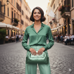 Sac" Naomi " Green Métallique Mondieux Madame