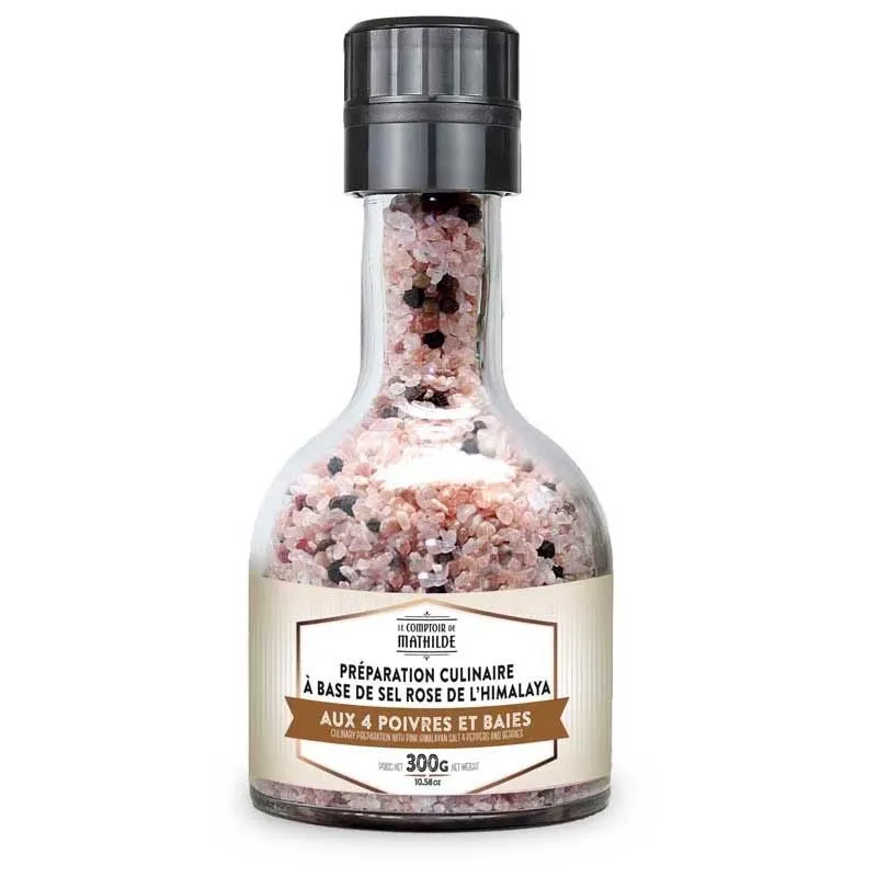 Moulin Empilable Preparation Culinaire A Base De Sel Rose De L'Himalaya Aux 4