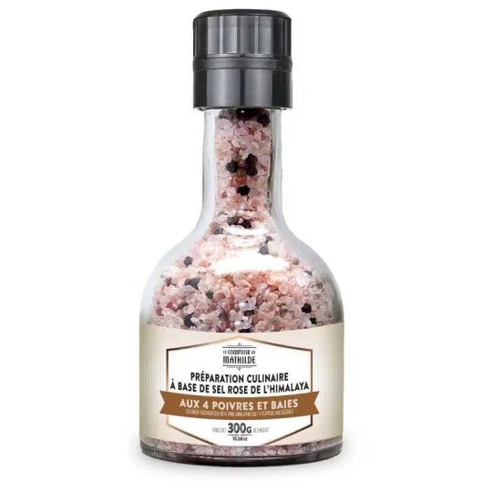 Moulin Empilable Preparation Culinaire A Base De Sel Rose De L'Himalaya Aux 4