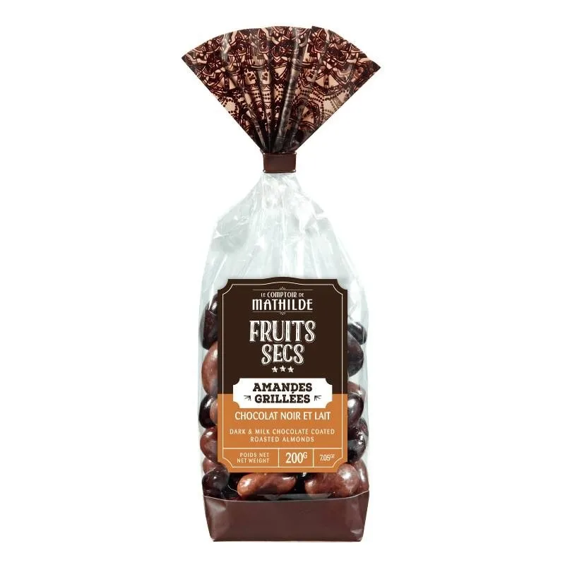 Amandes Grillées Chocolat Noir & Lait Sachet 200G