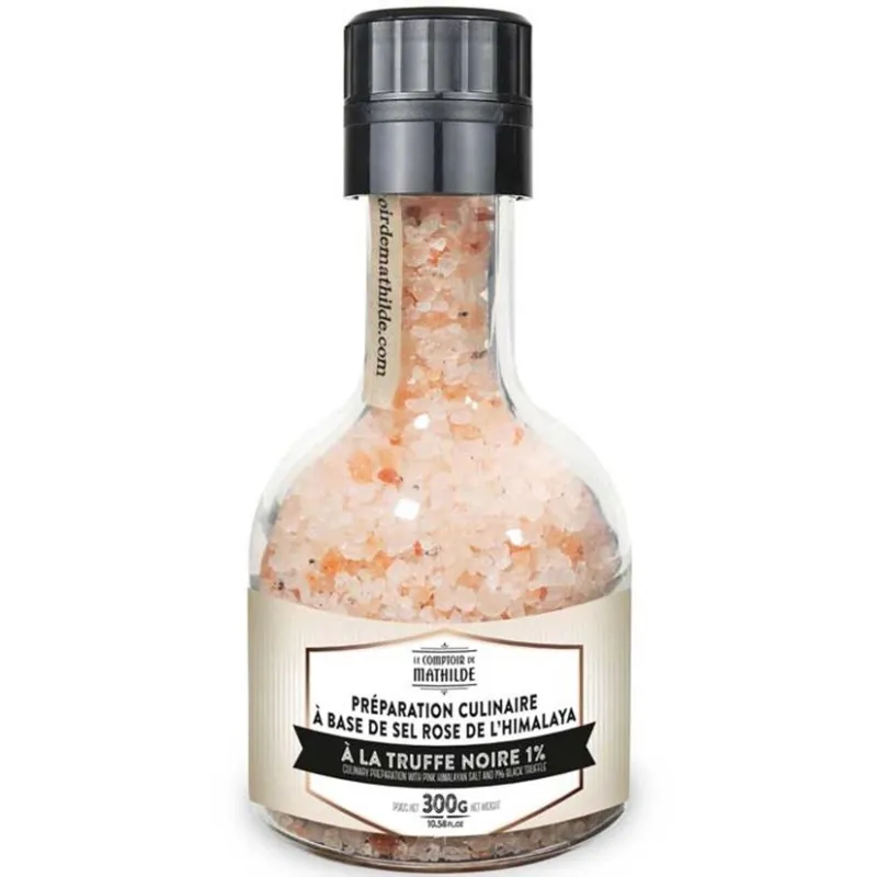 Moulin Empilable Preparation Culinaire A Base De Sel Rose De L'Himalaya truffe noir