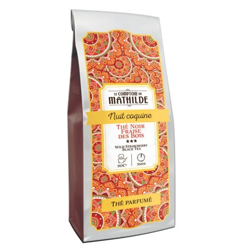 Nuit coquine - Thé noir saveur fraise des bois - 100g