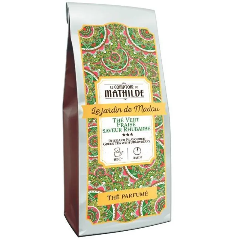 Thé Le Jardin De Madou Thé Vert Sencha Fraise Saveur Rhubarbe 100G