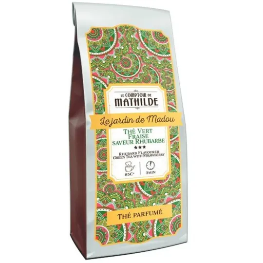 Thé Le Jardin De Madou Thé Vert Sencha Fraise Saveur Rhubarbe 100G