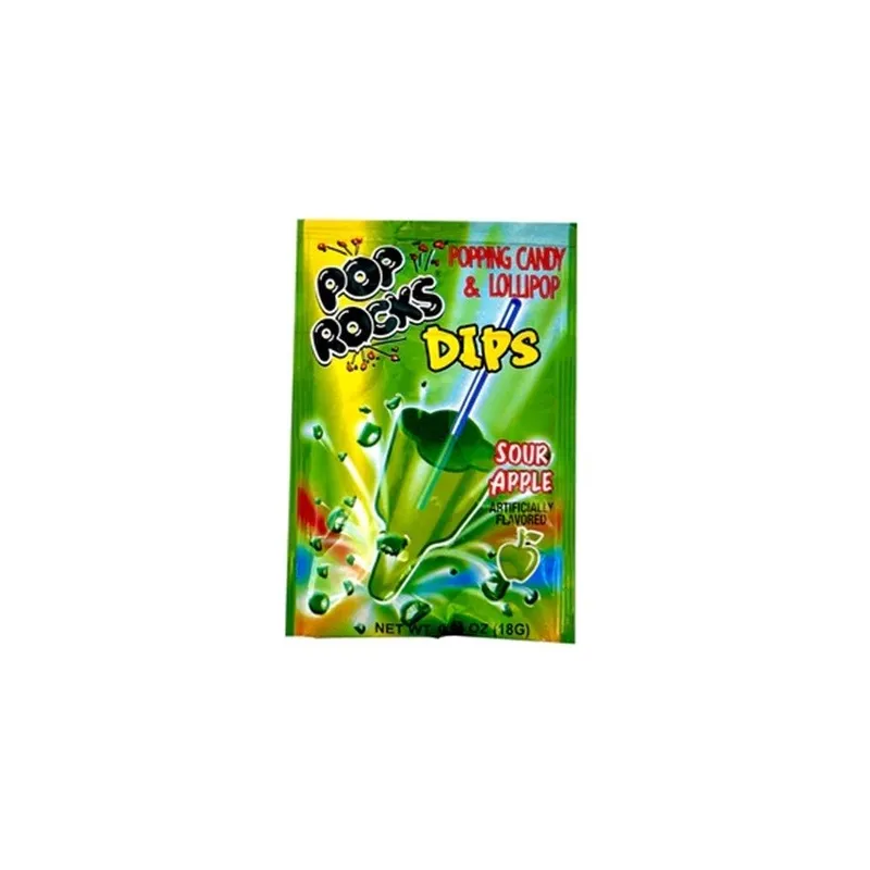 Pop Rocks Dips Popping Candy With Lollipop Sour Apple 18g