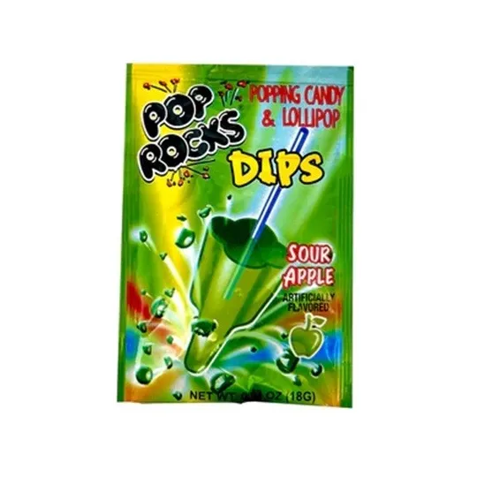 Pop Rocks Dips Popping Candy With Lollipop Sour Apple 18g