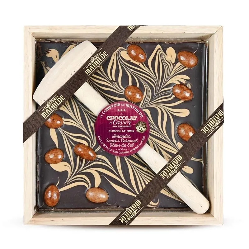 Chocolat A Casser Noir Marbré Blond et Amandes Caramel Fleur de Sel 400G