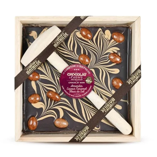 Chocolat A Casser Noir Marbré Blond et Amandes Caramel Fleur de Sel 400G