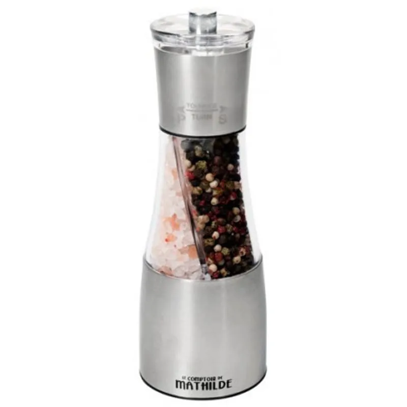 Moulin Alu 2 En 1 Sel Rose De L'Hymalaya 70G Et Melange 4 Poivres & Baies 25G