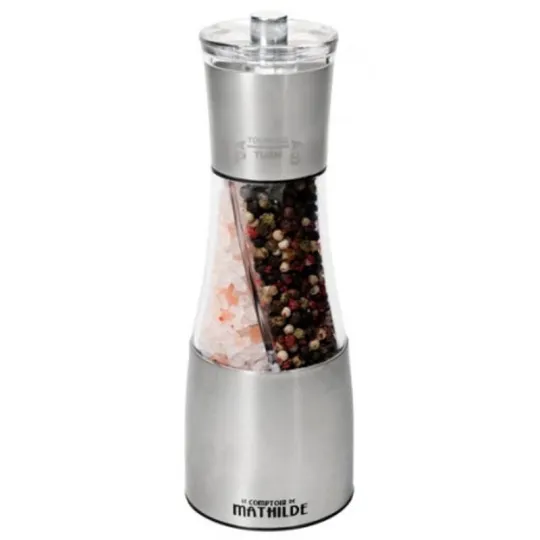 Moulin Alu 2 En 1 Sel Rose De L'Hymalaya 70G Et Melange 4 Poivres & Baies 25G