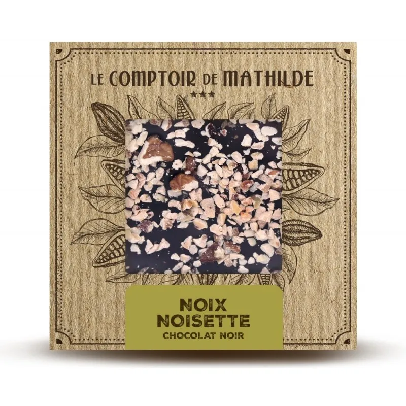 Tablette Chocolat Noir Noix-Noisettes Caramelisées 80G