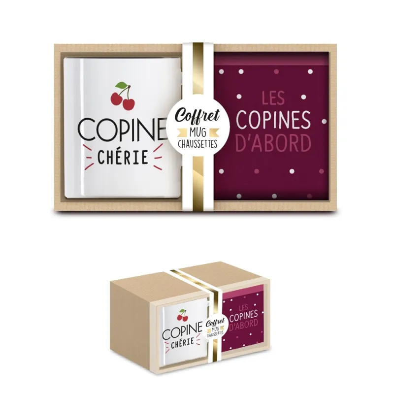 COFFRET MUG CHAUSSETTES "COPINES CHERIES"