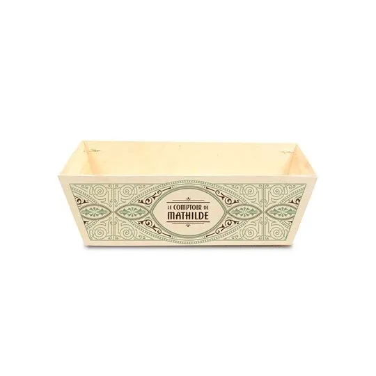 Panier Rectangle Bois Grand Modèle Imprimé Arabesques L25 X P19,5 X H7 Mm