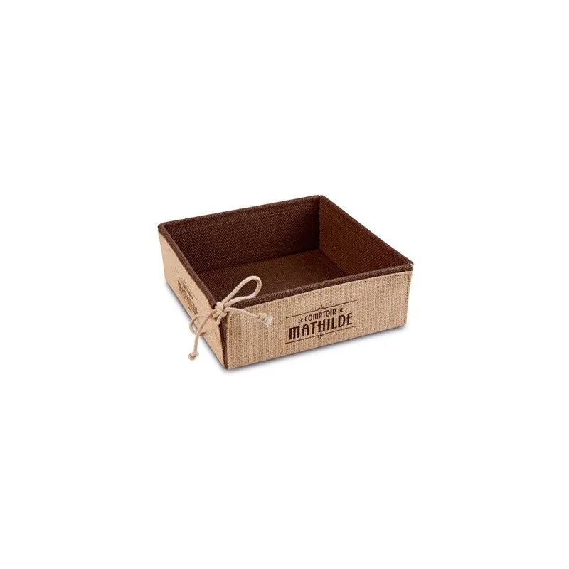 Corbeille Jute Livrée A Plat L20 X P 20 X H 7.5 Cm