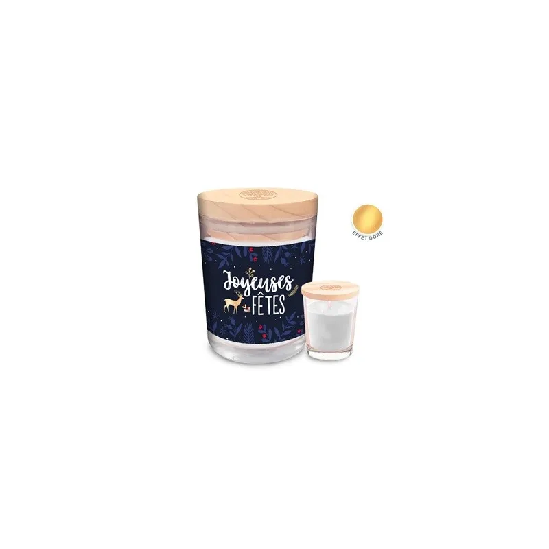 BOUGIE VERRE NOEL "JOYEUSES FETES" RENNE
