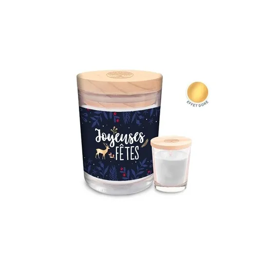 BOUGIE VERRE NOEL "JOYEUSES FETES" RENNE
