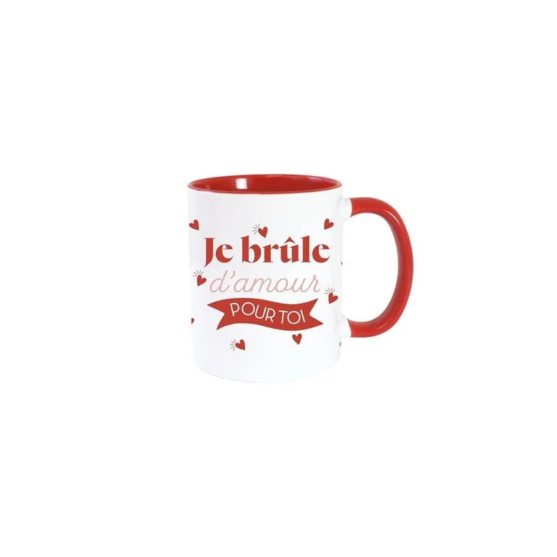 MUG ROUGE JE BRULE D AMOUR POUR TOI