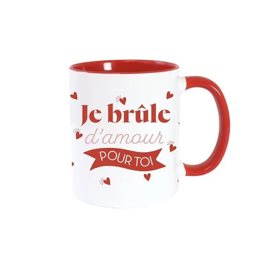 MUG ROUGE JE BRULE D AMOUR POUR TOI