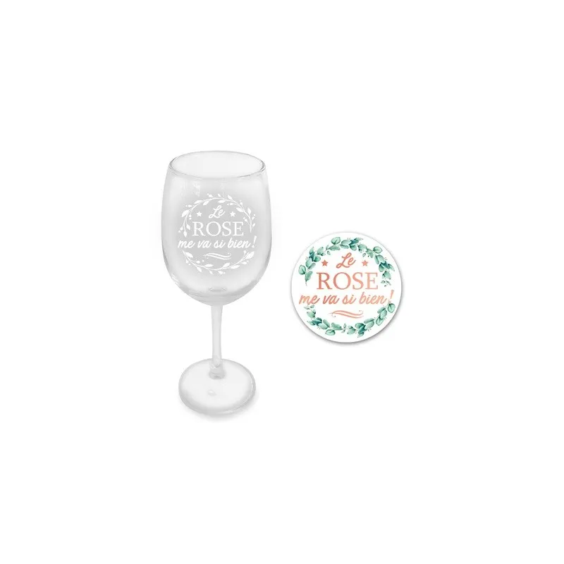 COFFRET VERRE A VIN "LE ROSE..."