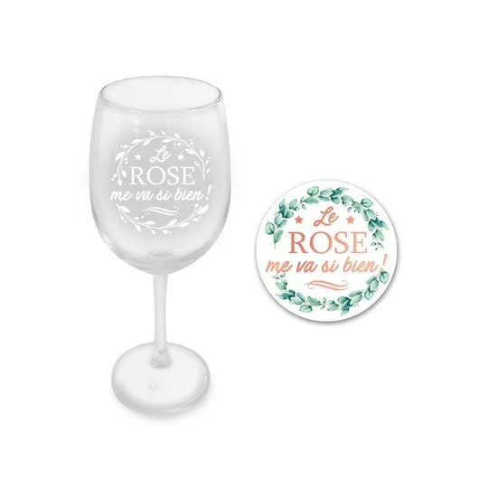 COFFRET VERRE A VIN "LE ROSE..."
