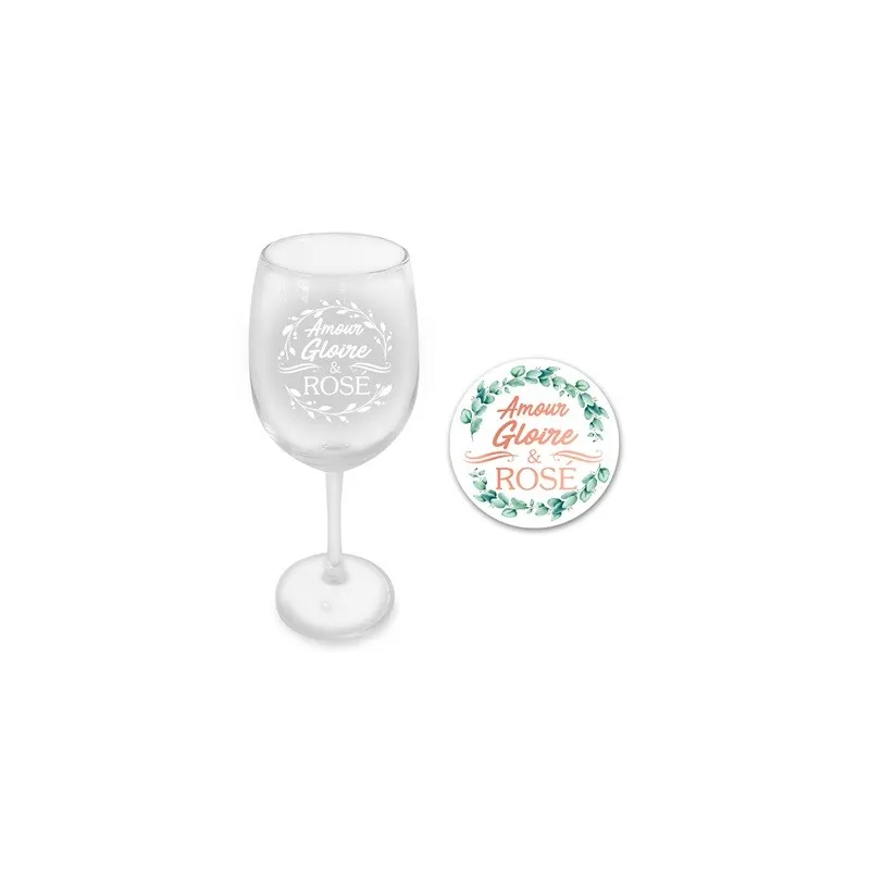 COFFRET VERRE A VIN "AMOUR, GLOIRE..."
