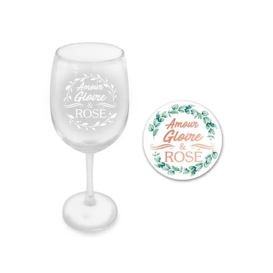 COFFRET VERRE A VIN "AMOUR, GLOIRE..."