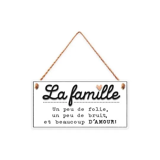 PLAQUE BOIS "LA FAMILLE..."20X10CMS