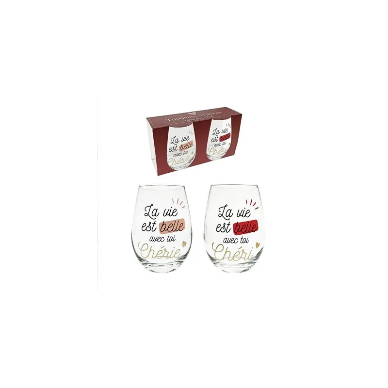 COFFRET DUO VERRE A EAU CHERI
