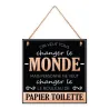 PLAQUE BOIS "LE MONDE" 20X20CMS