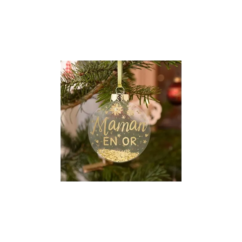 BOULE DE NOEL "MAMAN EN OR"