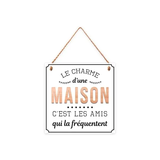 PLAQUE BOIS "CHARME MAISON" 20X20CMS