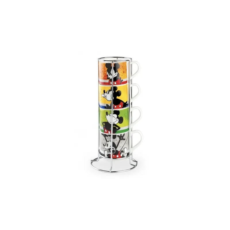 Mickey Mouse, Set 4 tasses expresso empilables avec support
