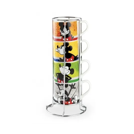 Mickey Mouse, Set 4 tasses expresso empilables avec support
