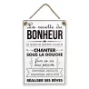 PLAQUE METAL "RECETTE DU BONHEUR"