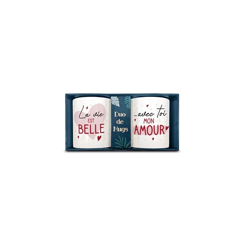 COFFRET DUO MUGS VIE EST BELLE AVEC TOI