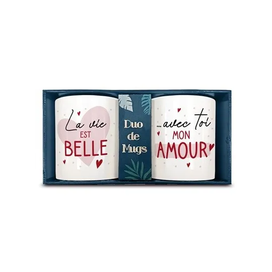 COFFRET DUO MUGS VIE EST BELLE AVEC TOI
