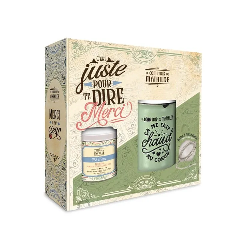 Coffret "Merci" Thé + Mug + Boule à Thé 25G