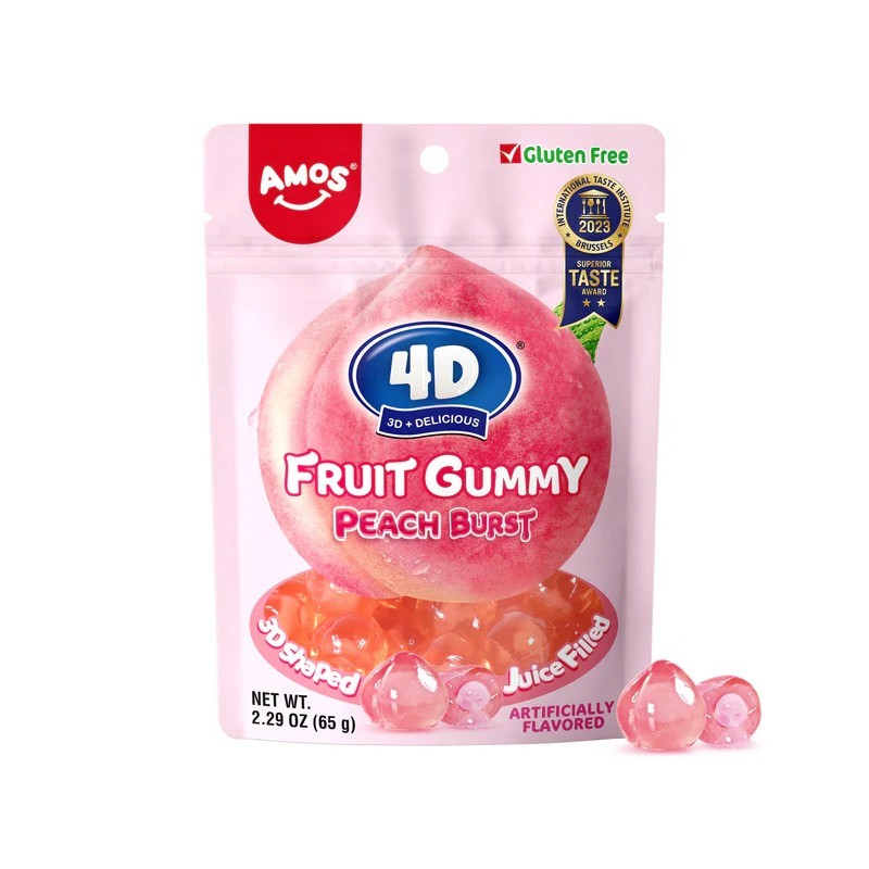 Amos 4D Fruit Gummy Peach 65g