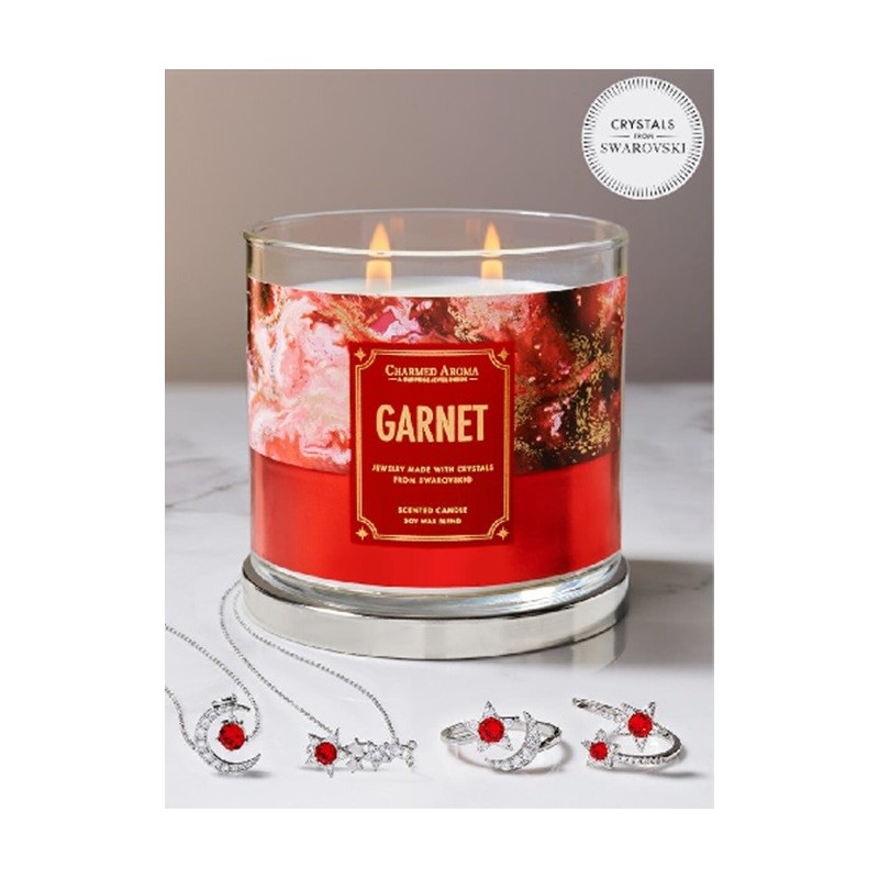 bougie parfumée grenat pierre de naissance bague