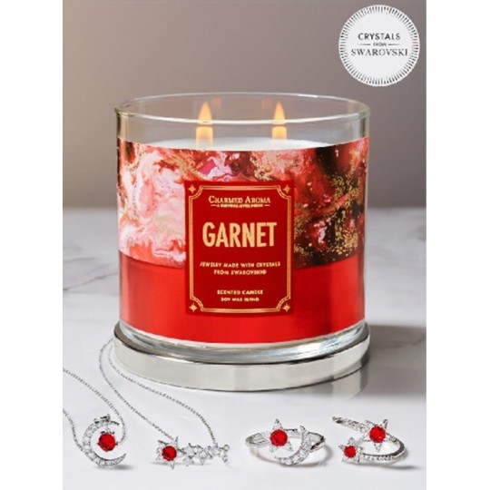 bougie parfumée grenat pierre de naissance bague