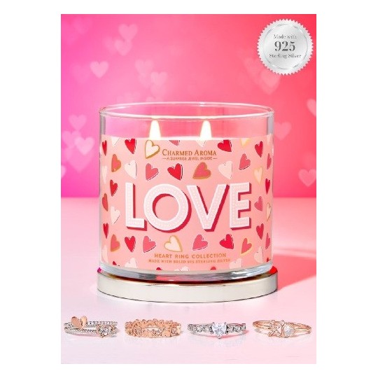 Bougie parfumée Love - Argent sterling 925 coeur (Bague)